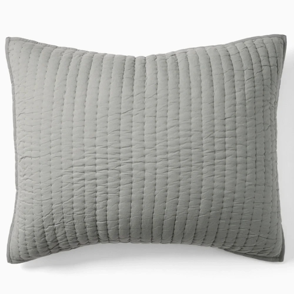 West Elm Airy Cotton Voile Solid Standard Sham in Graystone